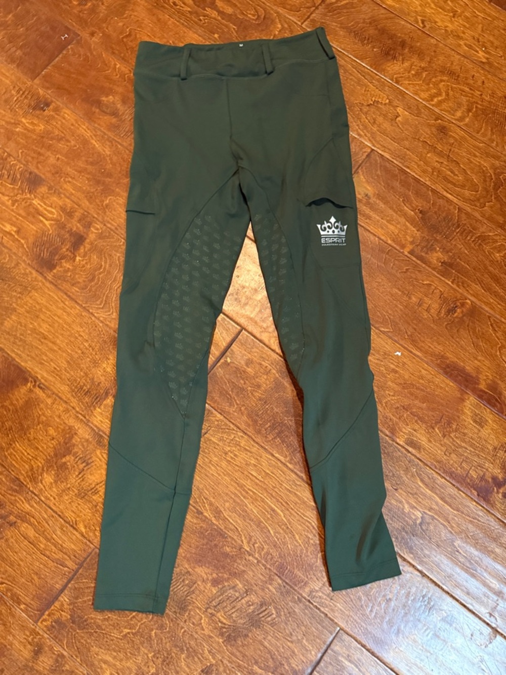 Esprit Olive Green Riding Tights with Silicone Knee Grip